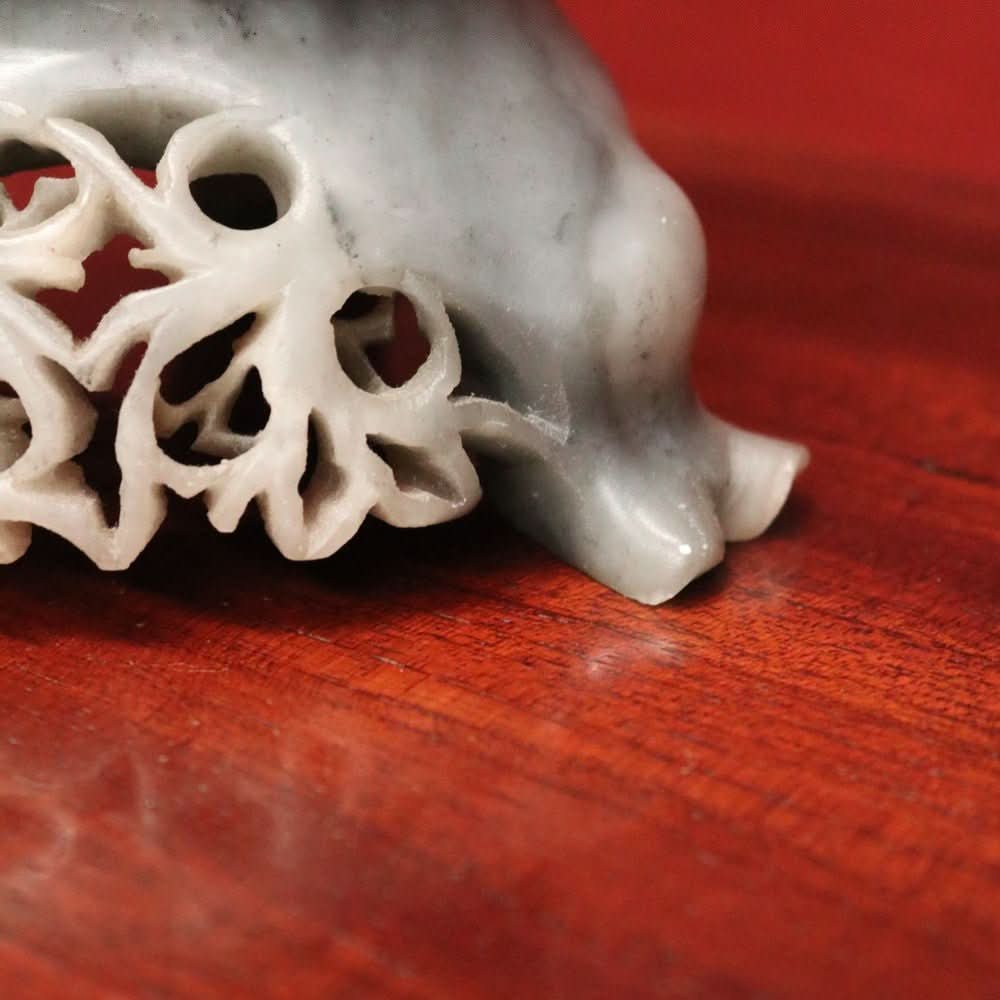 Chinese Soapstone Carving – Hand - Carved Floral Sculpture, Oriental Style. B12514 | Bazaa | Designer, Vintage and Antique Furniture