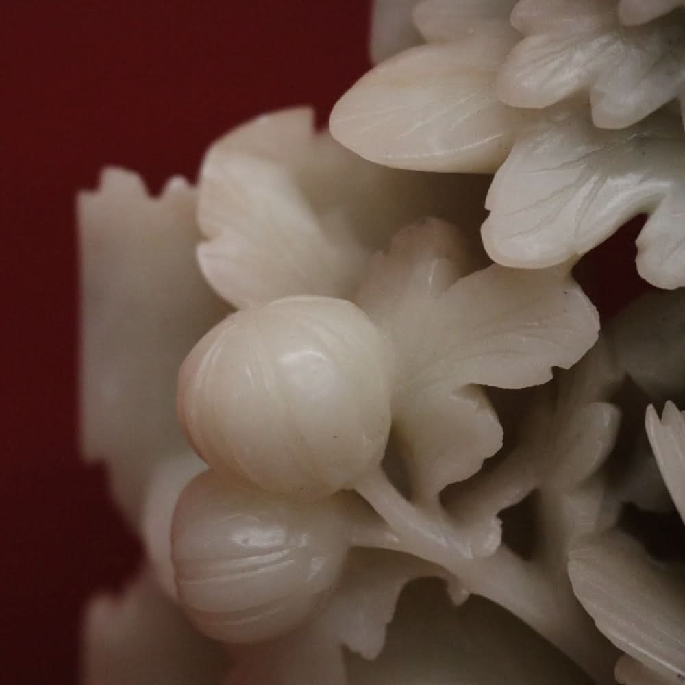 Chinese Soapstone Carving – Hand - Carved Floral Sculpture, Oriental Style. B12514 | Bazaa | Designer, Vintage and Antique Furniture