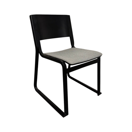 Chorus Theo Dining Chair by Simon Pengelly – Black Frame with Grey Upholstered Seat