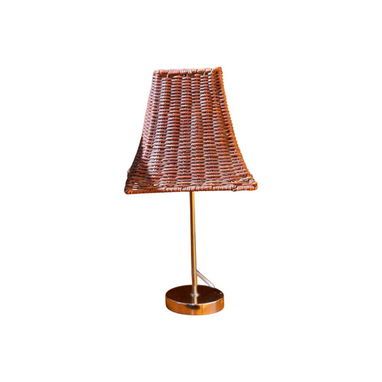 Chrome and rattan table lamp