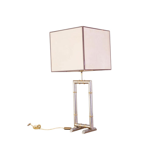 Chrome Faux Bamboo Jacques Adnet Style Table Lamp
