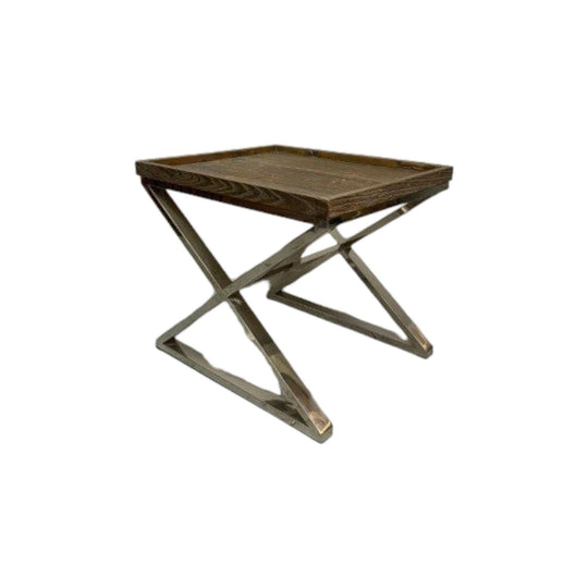 Chrome &amp; Reclaimed Timber Side Table