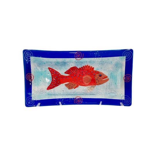 Cindy Durant,- Large Fused Glass Fish Platter