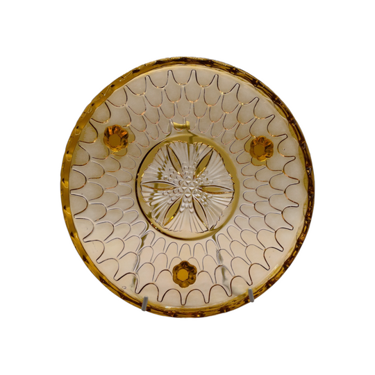 Vintage 1930s Amber coloured Glass Bagley Fish Scale Plate