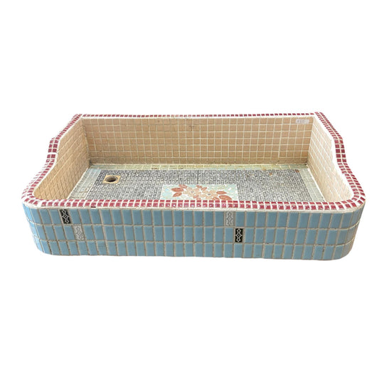 Vintage Japanese Garden Sink - Floral Mino Ware Mosaic Tile