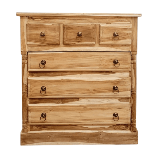 CLASSIC Hand Carved 6 Drawer Tallboy - RAW