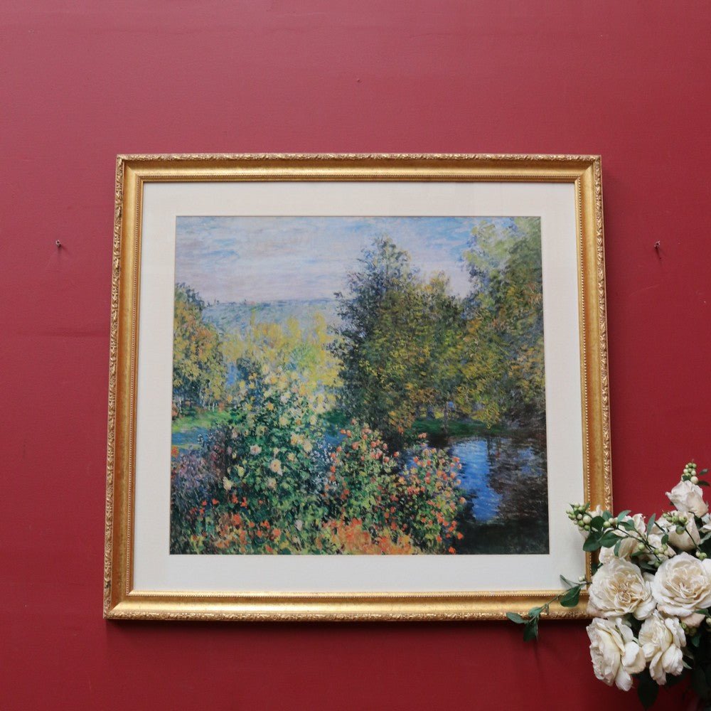 Claude Monet A Corner in the Garden at Montgeron print in gilt frame. B13024 | Bazaa | Designer, Vintage and Antique Furniture