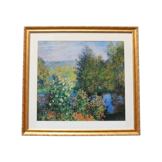 Claude Monet A Corner in the Garden at Montgeron print in gilt frame. B13024