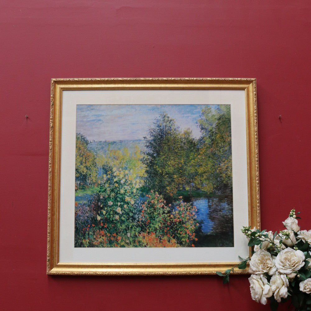 Claude Monet A Corner in the Garden at Montgeron print in gilt frame. B13024 | Bazaa | Designer, Vintage and Antique Furniture