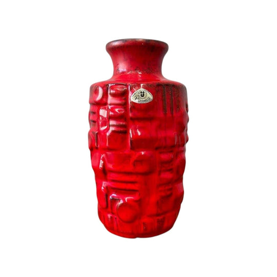 Collectible “Ü-Keramik (Üebelacker)“ Mid-Century Fat Lava West German Vase (#1316-18)