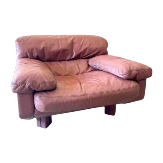 "Collezione Poltrone" by Marco Zani 1970-80s Italian leather lounge chair and ottoman footstool