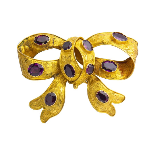 Colonial Australian Gold and Garnet Bow Brooch