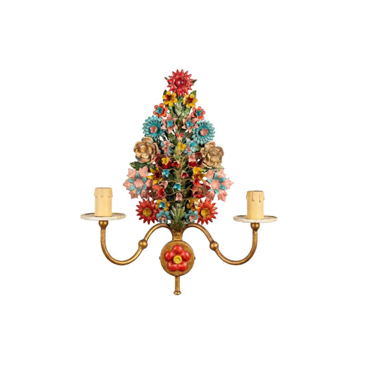 Colourful Florentine Flower Wall Sconce