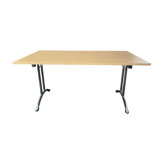 Contemporary Folding Table – Light Timber & Chrome | 150cm x 75cm
