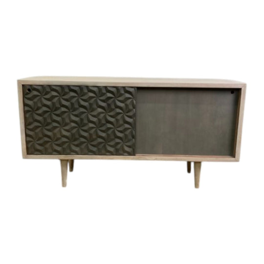 Contemporary Whitewashed Sideboard With Sliding Doors