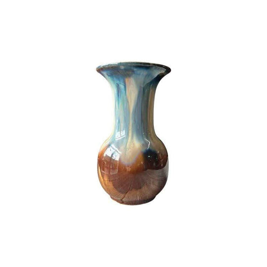 Continental Art Pottery brown + blue glaze vase, earlier 20th c.