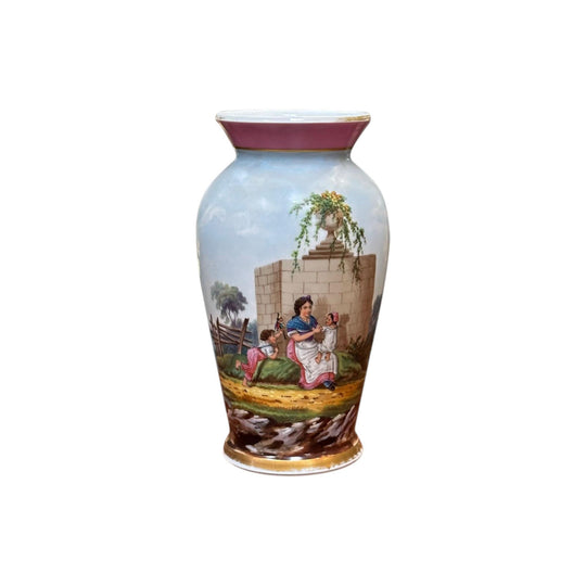 Continental hand painted balluster vase c.1925