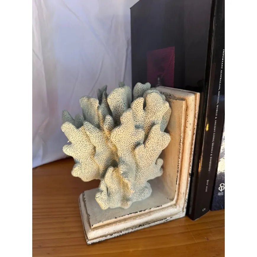 Coral Style Bookends Pair - White Coastal Decor | Bazaa | Designer, Vintage and Antique Furniture