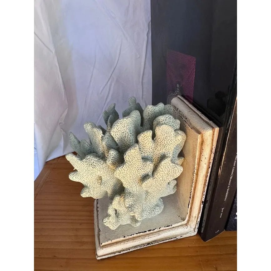 Coral Style Bookends Pair - White Coastal Decor | Bazaa | Designer, Vintage and Antique Furniture