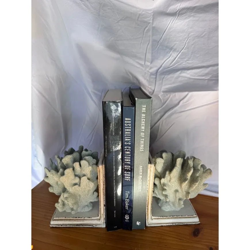 Coral Style Bookends Pair - White Coastal Decor | Bazaa | Designer, Vintage and Antique Furniture