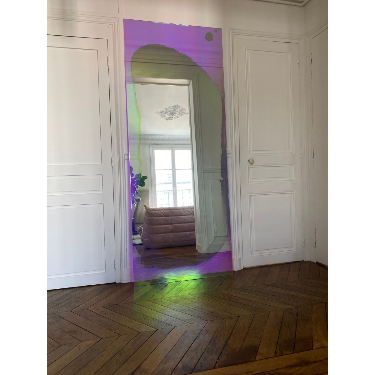 CORDON SALON FLOATING GLASS TRANSPARENT DICHROIC PUDDLE MIRROR | Bazaa | Designer, Vintage and Antique Furniture