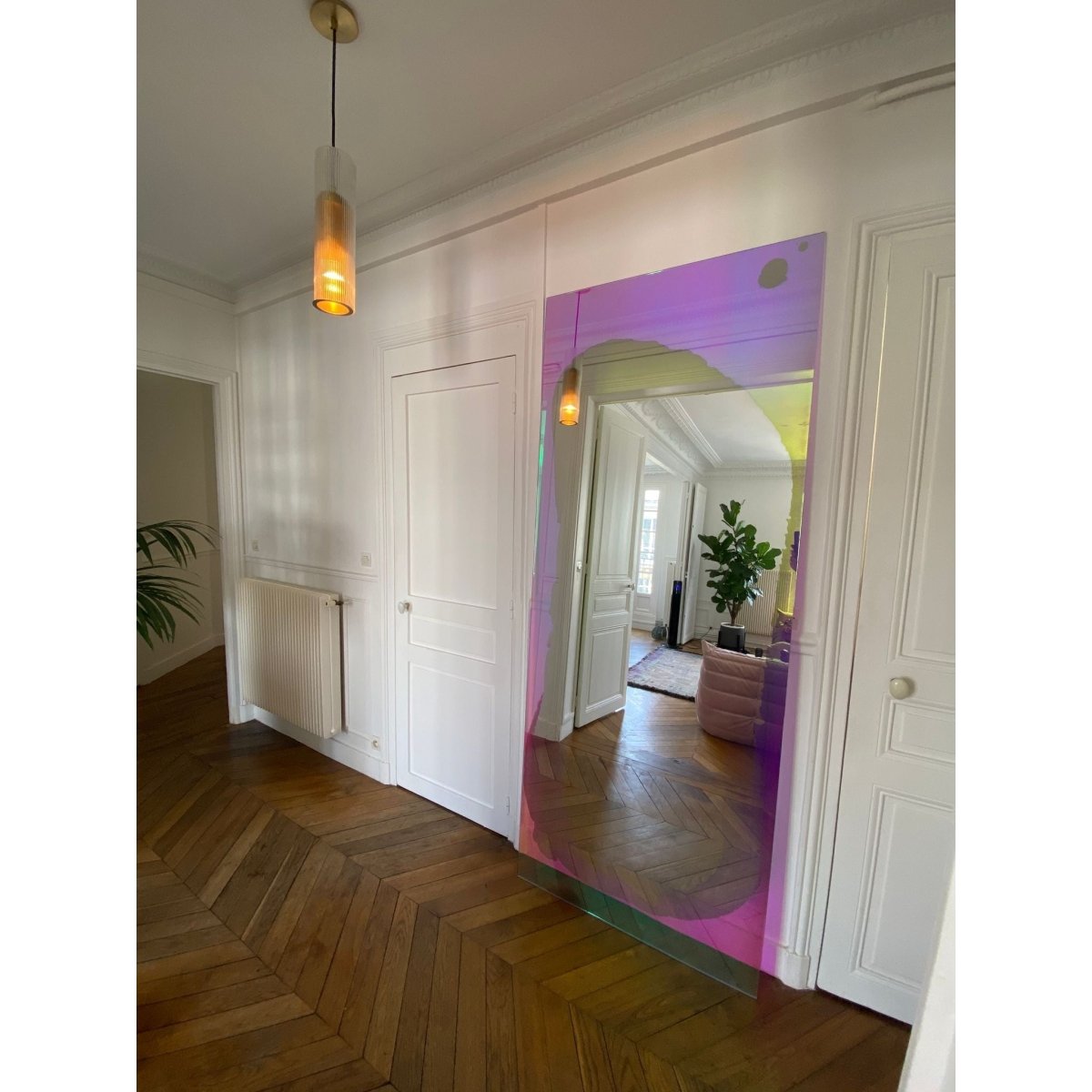 CORDON SALON FLOATING GLASS TRANSPARENT DICHROIC PUDDLE MIRROR | Bazaa | Designer, Vintage and Antique Furniture