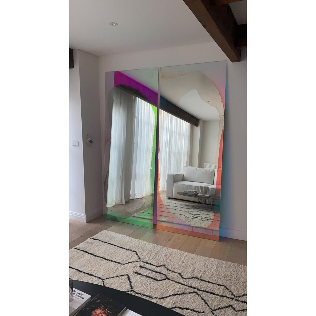 CORDON SALON FLOATING GLASS TRANSPARENT DICHROIC PUDDLE MIRROR | Bazaa | Designer, Vintage and Antique Furniture