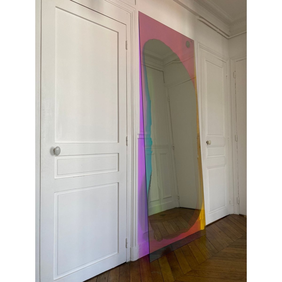 CORDON SALON FLOATING GLASS TRANSPARENT DICHROIC PUDDLE MIRROR | Bazaa | Designer, Vintage and Antique Furniture