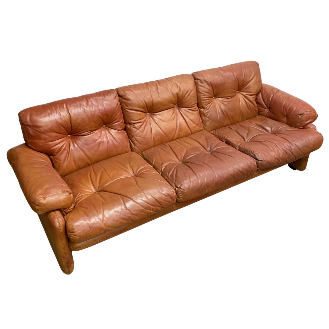 Coronado 3 Seater Leather Lounge By Tobia And Afra Scarpa For C&B Italia c1960s | Bazaa | Designer, Vintage and Antique Furniture