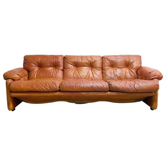 Coronado 3 Seater Leather Lounge By Tobia And Afra Scarpa For C&B Italia c1960s