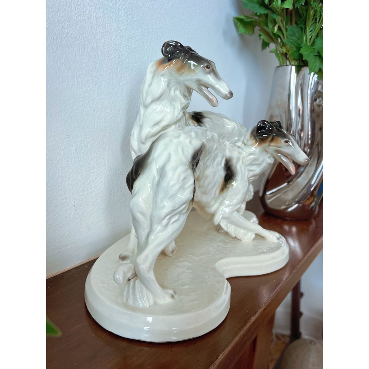 Cortendorf West German Porcelain Borzoi Figural Group, Mid-Century c.1960 | Bazaa | Designer, Vintage and Antique Furniture