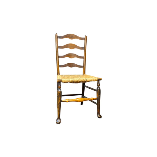 Country elm ladderback  chair, rush seat