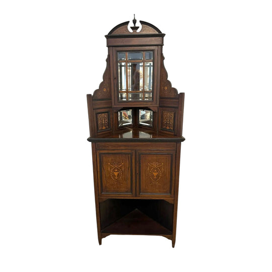 Antique 19th Century Inlaid Mahogany Corner Cabinet
