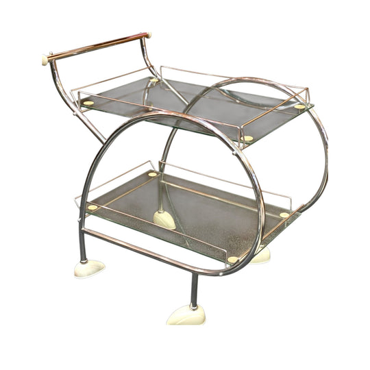 Gorgeous 1930s Art Deco Chrome Drinks Cart / Trolley