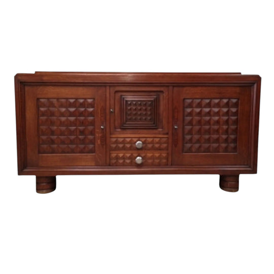 Charles Dudouyt French oak two door buffet C 1945 by Charles Dudouyt