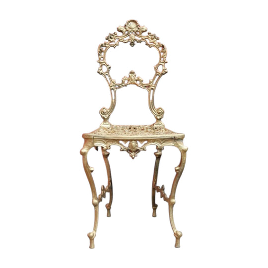 Vintage Italian Gilt Cast Metal Dressing Table Chair or Hall Chair. B13072