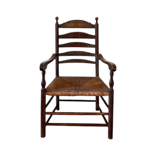 Vintage French Ladderback and Rush Seat