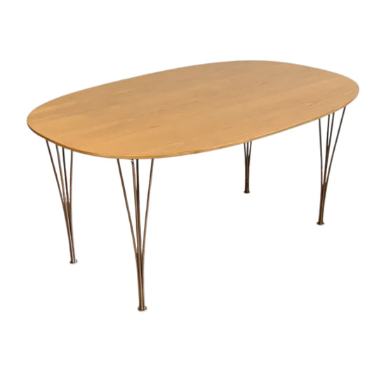 Restored Beech Top Super Ellipse Table by Piet Hein & Bruno Mathsson for Fritz Hansen