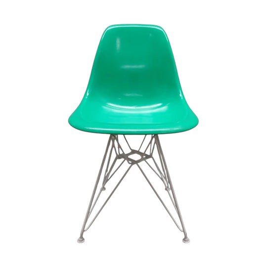 Authentic Herman Miller Eames Molded Fiberglass Side Chair – Green / White Wire Base