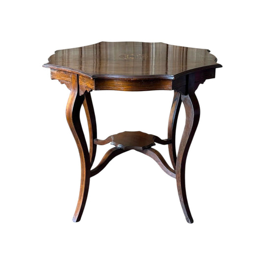 Antique Edwardian Rosewood Marquetry Tiered Centre Table