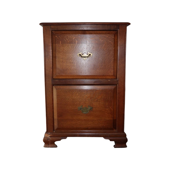 Vintage Solid Oak Two-Drawer Chest / Filing Cabinet