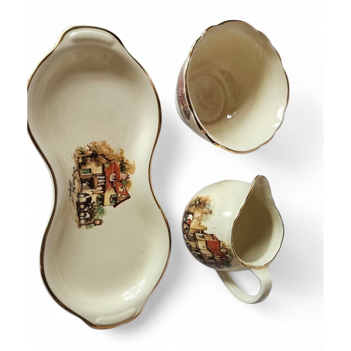 Crown Devon "Coaching Days" Swan Inn Hereford Manor House Oxford gravy set 1930s | Bazaa | Designer, Vintage and Antique Furniture
