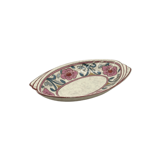 Crown Ducal Oval Dush in Pink and Green Lustre Design Pattern 6567
