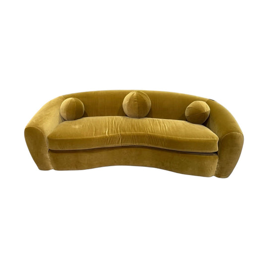 Curved Velvet Sofa in Chartreuse Green