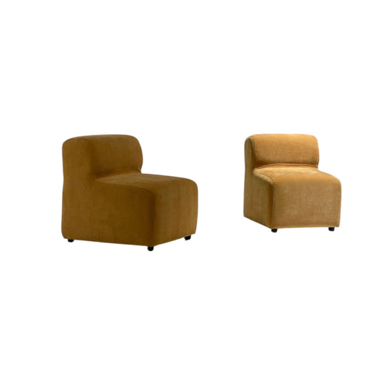 Custom Chubby Velvet Modular Chairs - Mustard