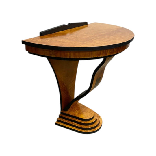 Custom Made Art Deco Style Demi Lune Table  From Reclaimed Timber