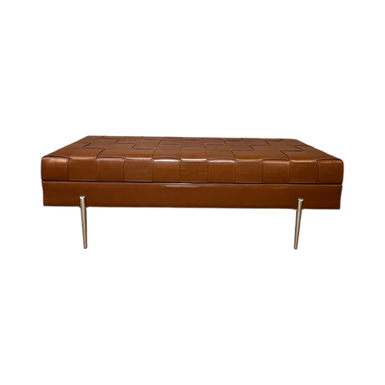 Custom Made Leather Ottoman by Brand Furniture
