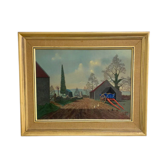 Vintage Print of Famed Painting 'The Blue Cart' by British artist Tristram Hillier *