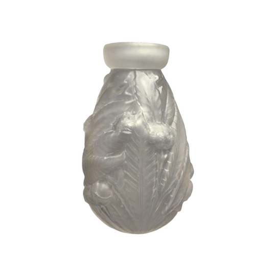 Etaleune vase pressed and molded glass, "Châtaignier" pattern c.1930