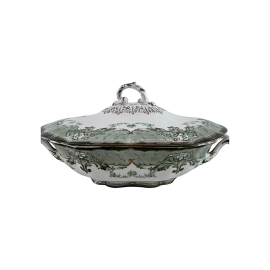 Antique Verona Pattern Semi Porcelain Tureen with Lid Royal England Serving Dish